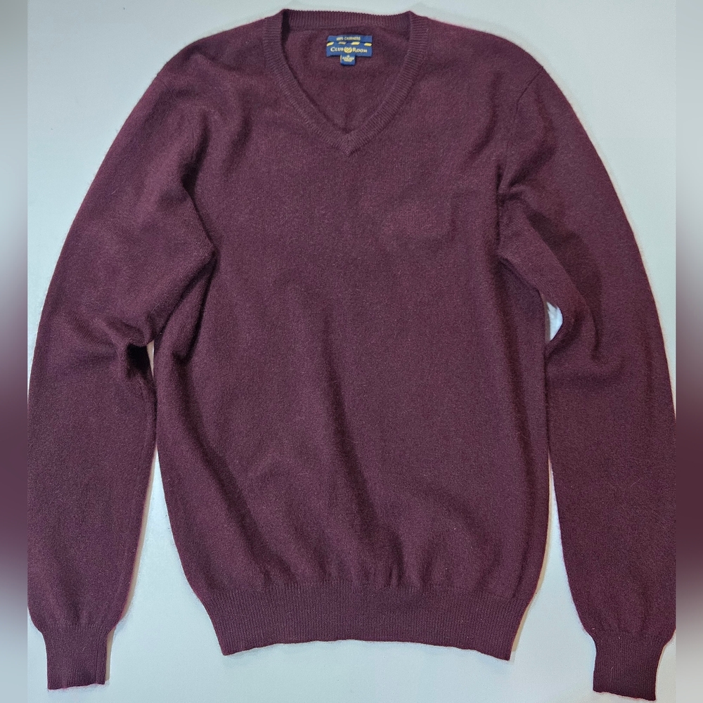 Club‎ Room 100% Cashmere Sweater Mens Size Small Burgundy